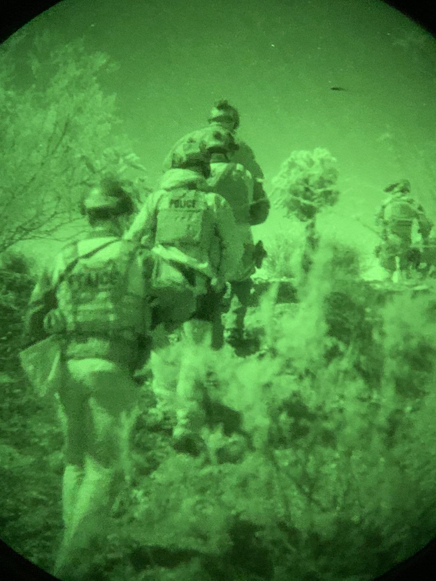 A team moving together under night vision